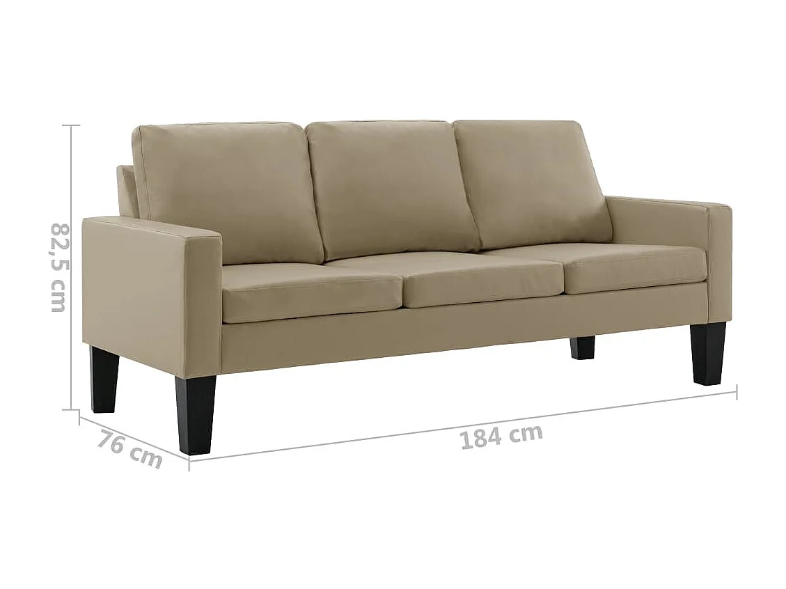 Driezitsbank kunstleer cappuccino