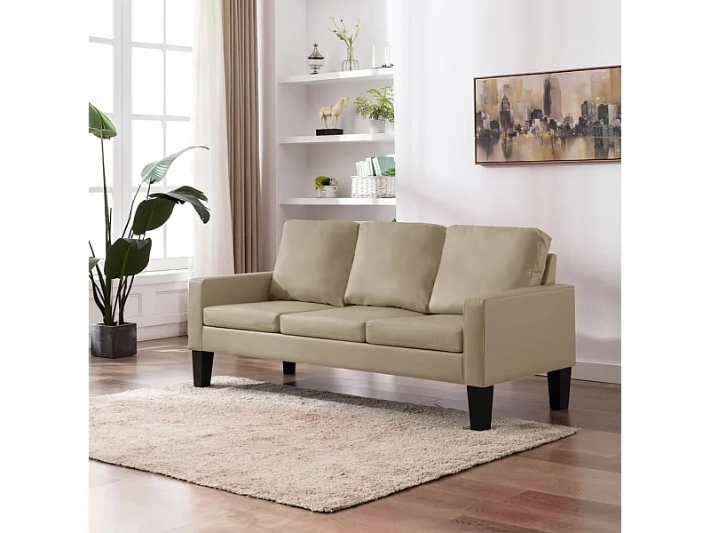 Divano a 3 Posti Cappuccino in Similpelle