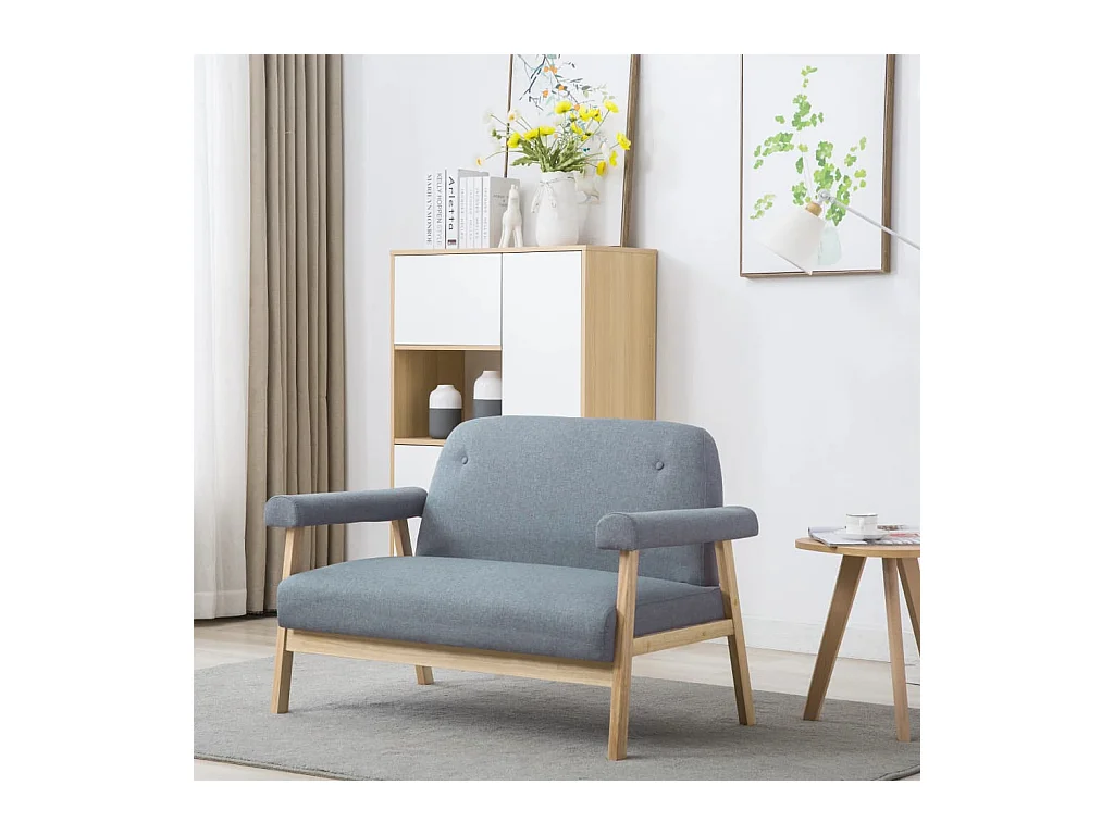 Canapé à 2 places Tissu Gris clair