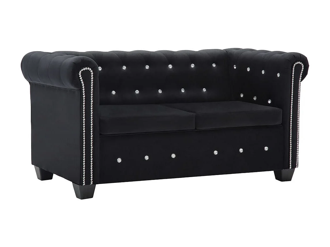 Chesterfield Sofa 2-Sitzer Samtbezug 146 x 75 x 72 cm Schwarz