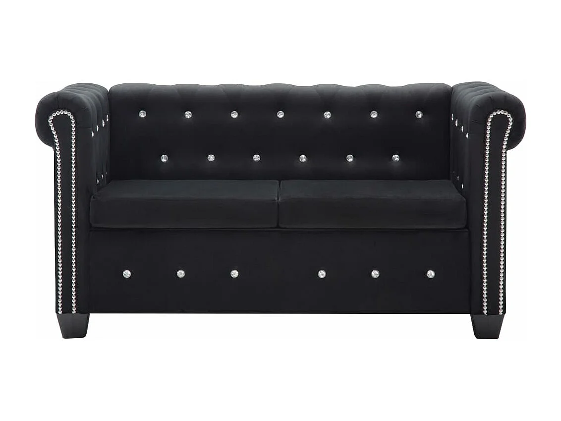 Chesterfield Sofa 2-Sitzer Samtbezug 146 x 75 x 72 cm Schwarz