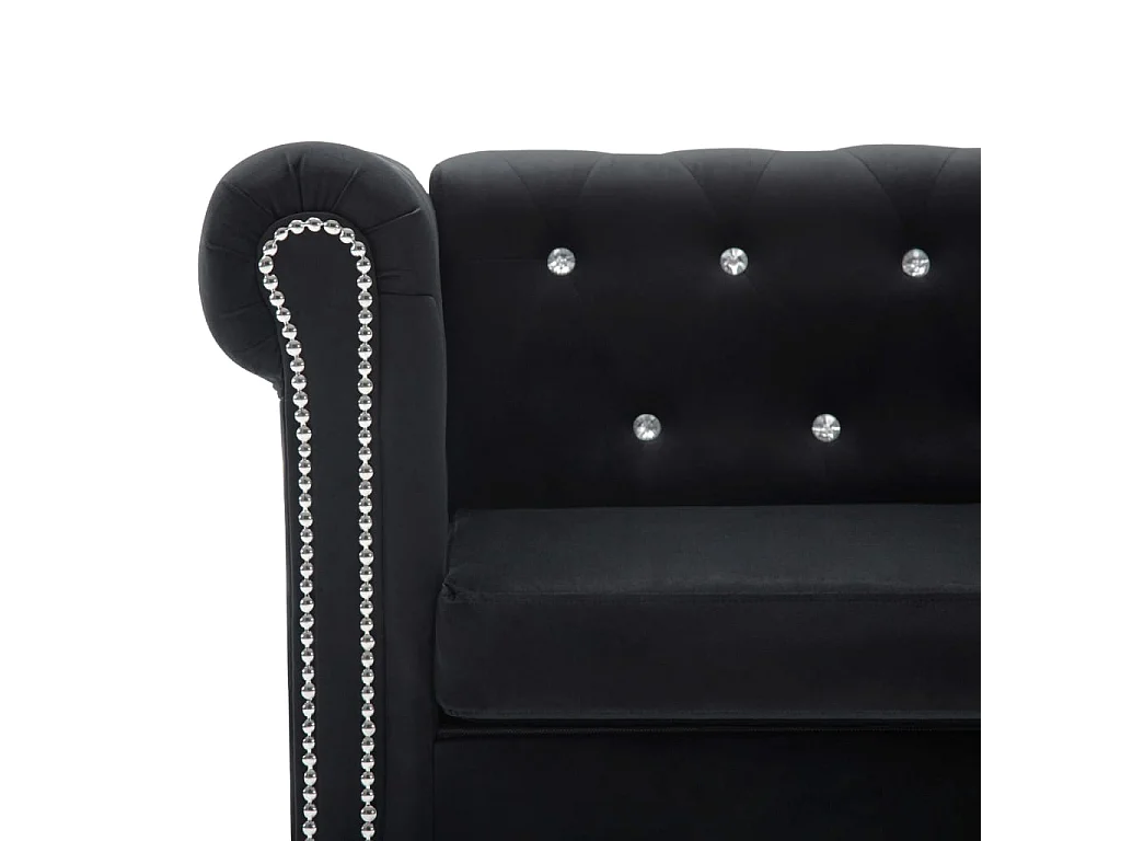 Chesterfield Sofa 2-Sitzer Samtbezug 146 x 75 x 72 cm Schwarz