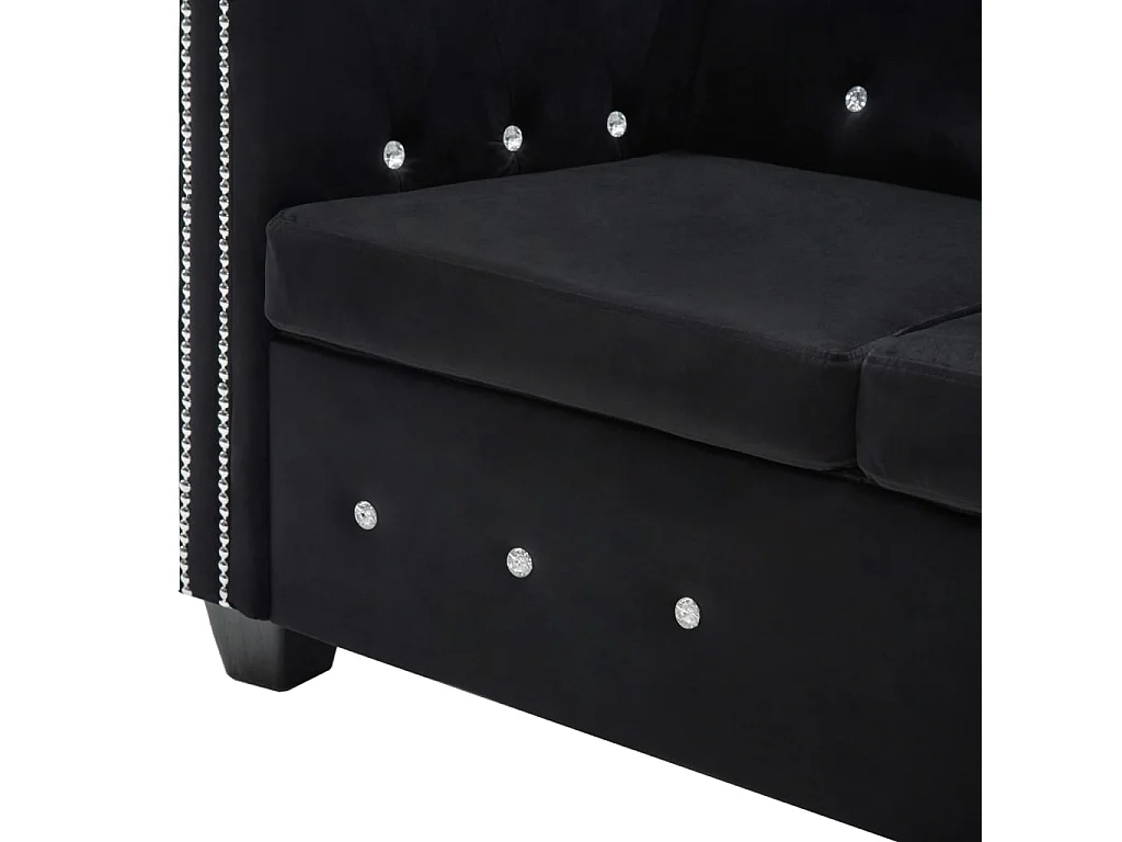 Chesterfield Sofa 2-Sitzer Samtbezug 146 x 75 x 72 cm Schwarz
