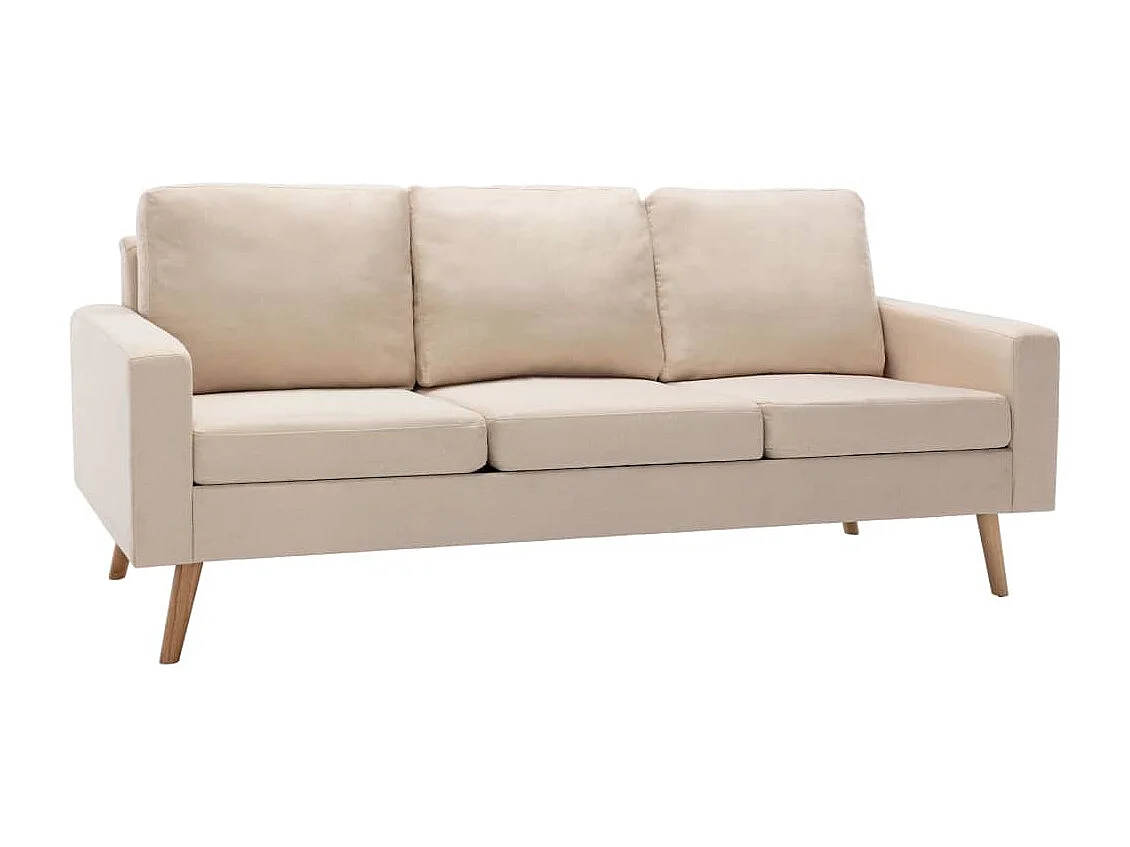 Sofá de 3 lugares tecido cor creme