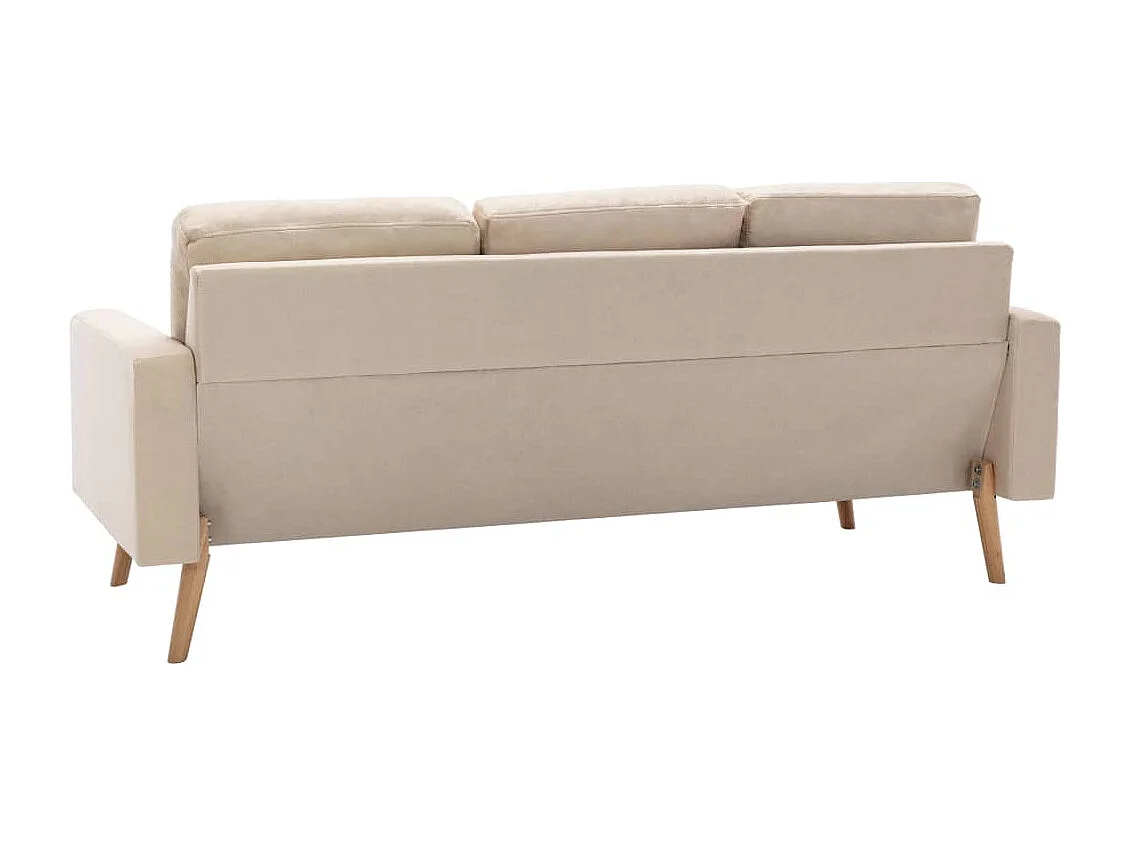 Sofá de 3 lugares tecido cor creme