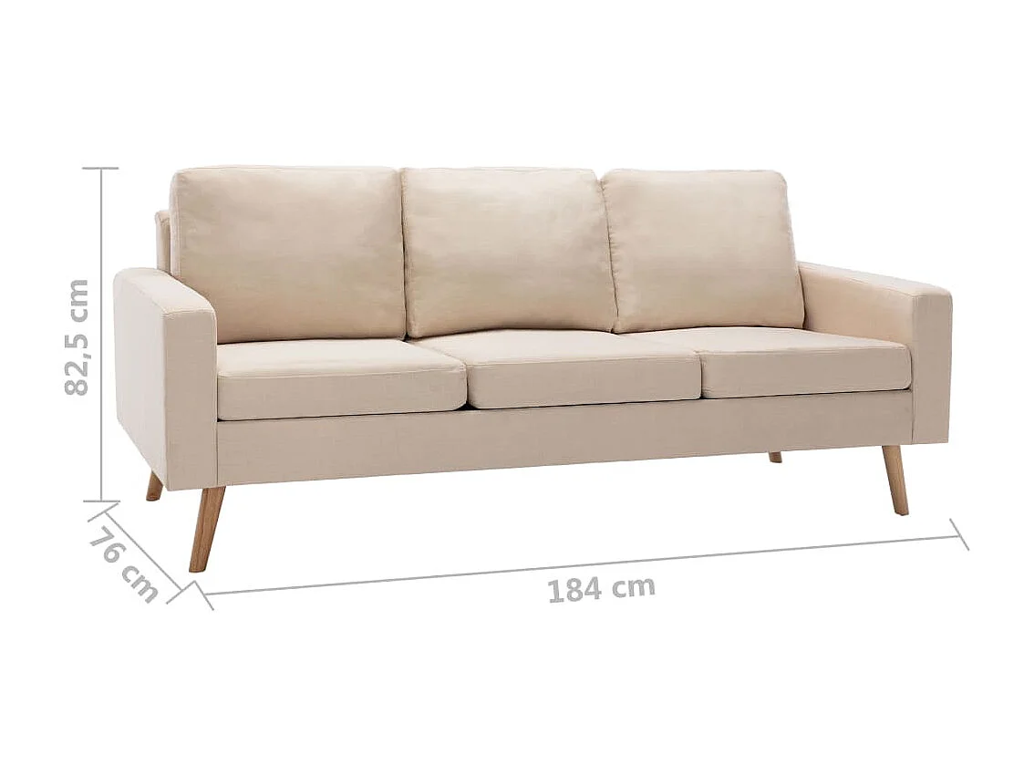 Sofá de 3 lugares tecido cor creme