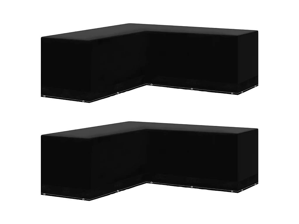 Tuinmeubelhoezen 2 st L-vormig 12 oogjes 250x250x90 cm