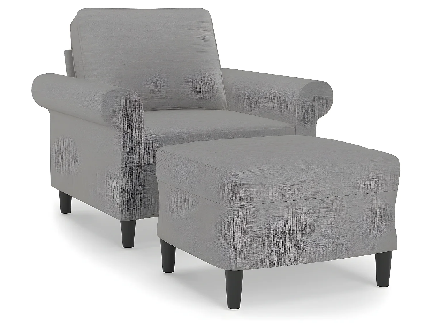 Fauteuil avec repose-pied Gris clair 60 cm Tissu