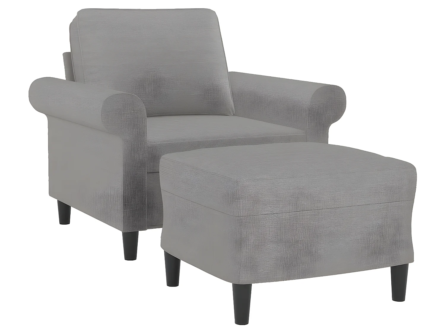 Fauteuil avec repose-pied Gris clair 60 cm Tissu