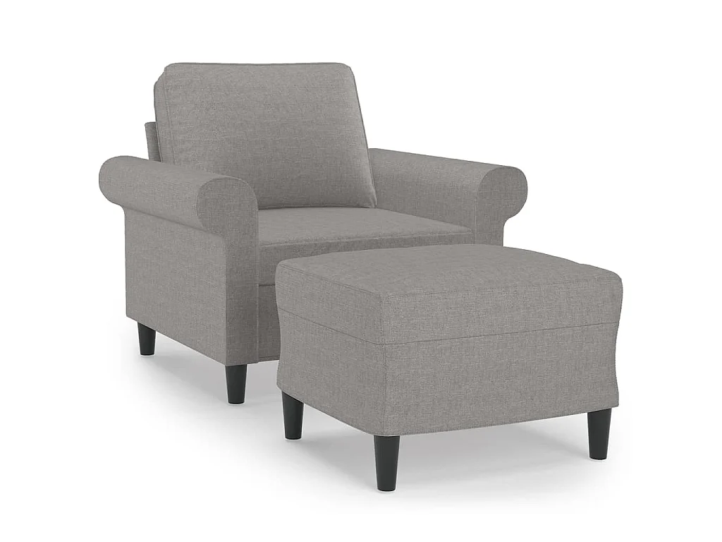 Fauteuil met voetenbank 60 cm stof lichtgrijs