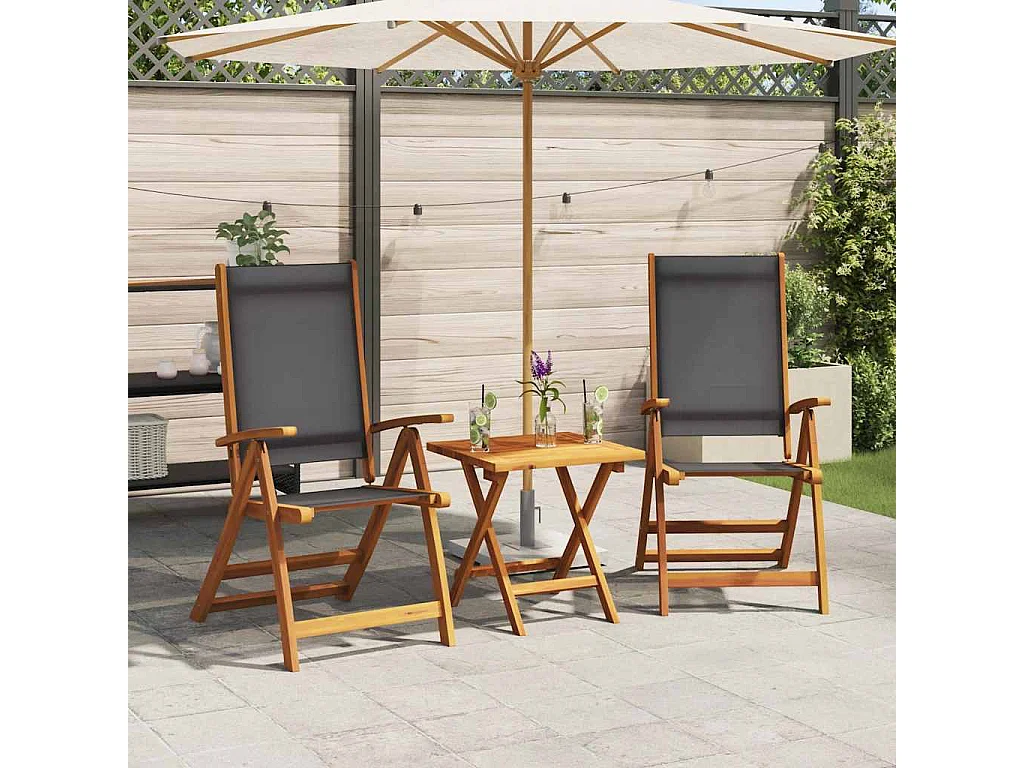 Chaises pliables de jardin lot de 2 Bois d'acacia et textilène