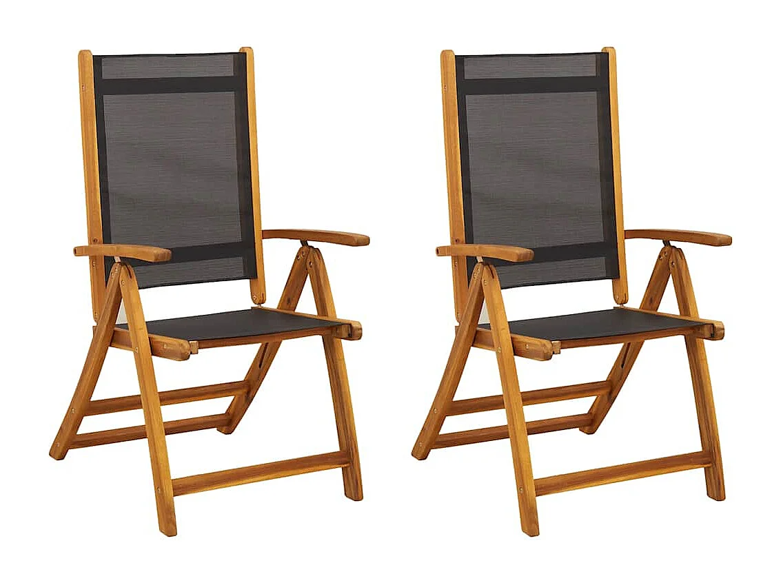 Chaises pliables de jardin lot de 2 Bois d'acacia et textilène