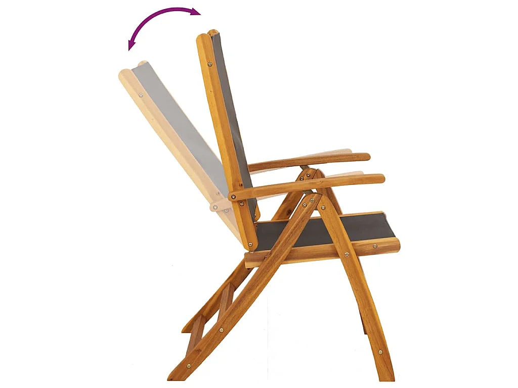 Klappstühle, 2 Stück, aus massivem Akazienholz und Textilene