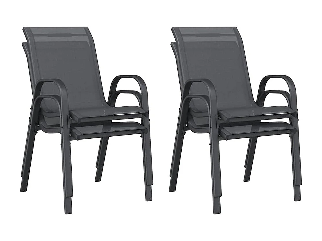 Chaises empilables de jardin lot de 4 Gris Tissu textilène