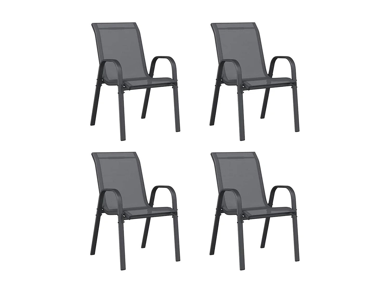 Chaises empilables de jardin lot de 4 Gris Tissu textilène