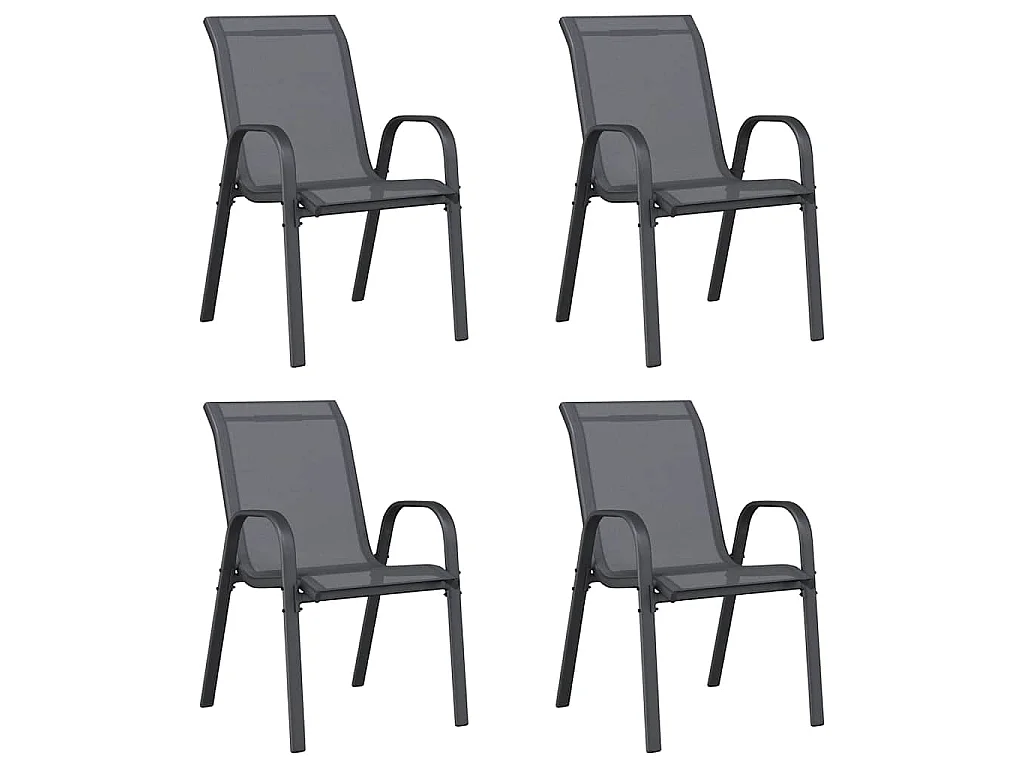 Chaises empilables de jardin lot de 4 Gris Tissu textilène
