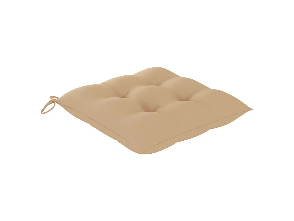 Chaises de jardin lot de 2 et coussins beige Bois teck massif