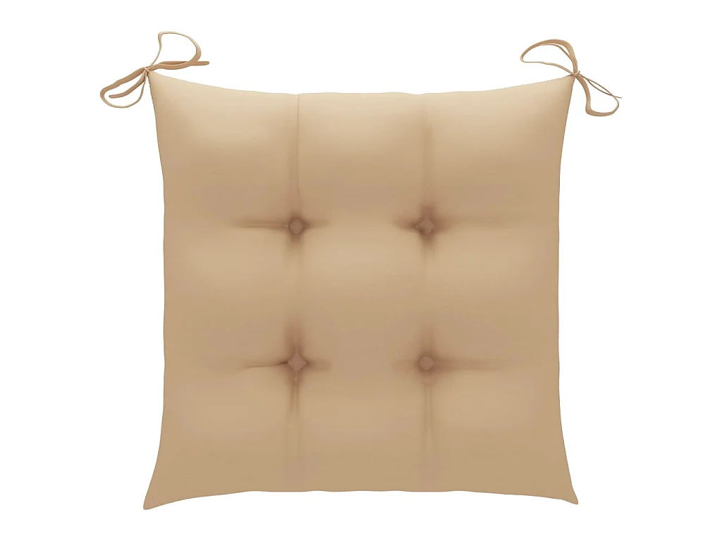 Chaises de jardin lot de 2 et coussins beige Bois teck massif