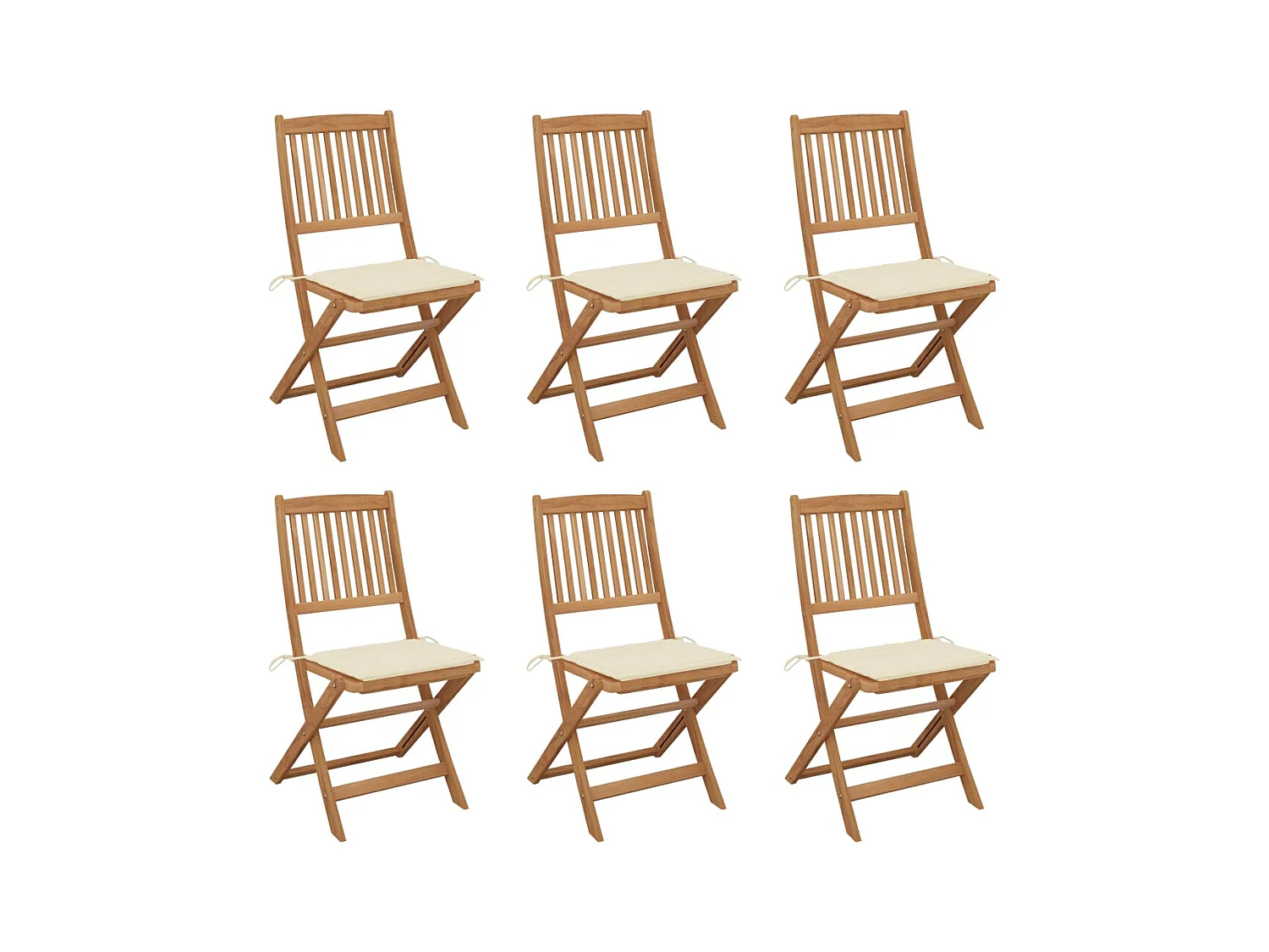 Chaises pliables de jardin lot de 6 avec coussins Bois d'acacia