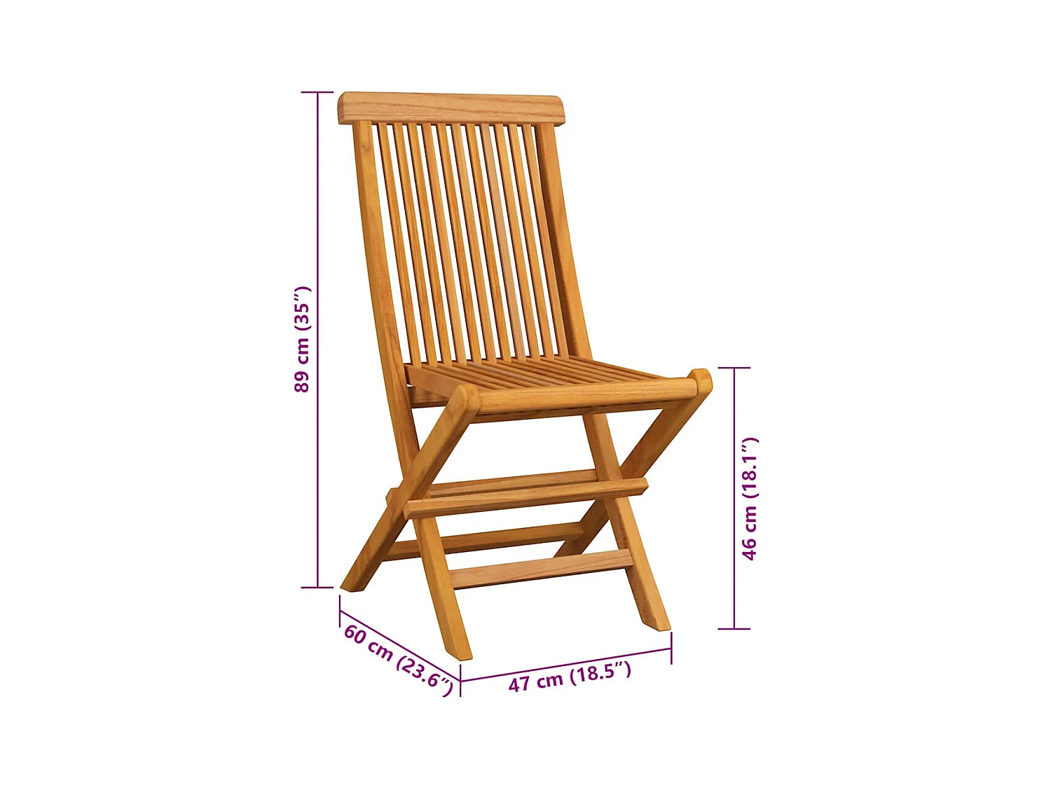 Chaises de jardin et coussins bleu royal lot de 2 Bois de teck