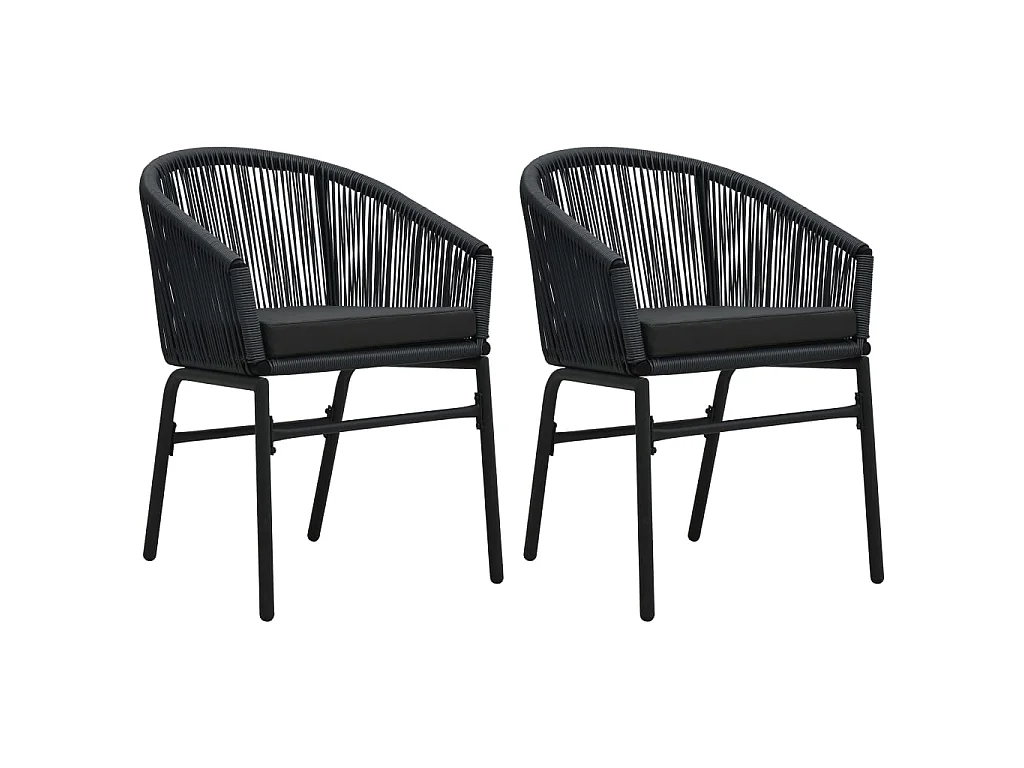 Chaises de jardin lot de 2 Noir Rotin PE
