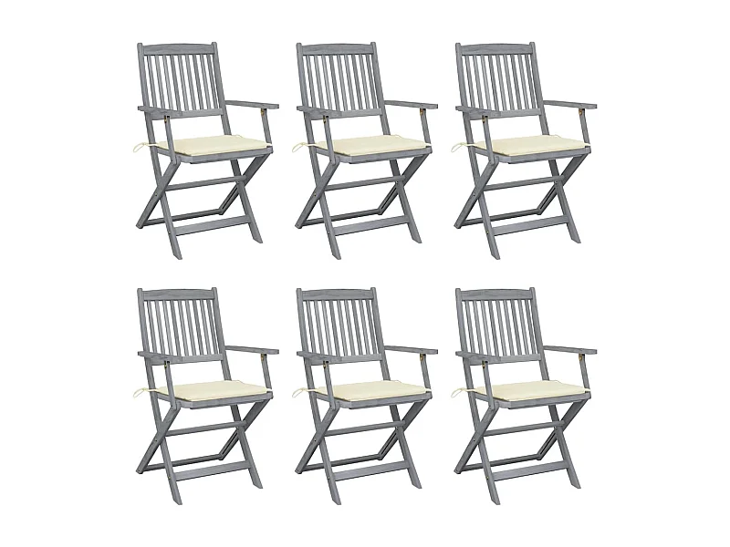 Klappbare Gartenstühle 6 Stk. mit Sitzkissen Massivholz Akazie