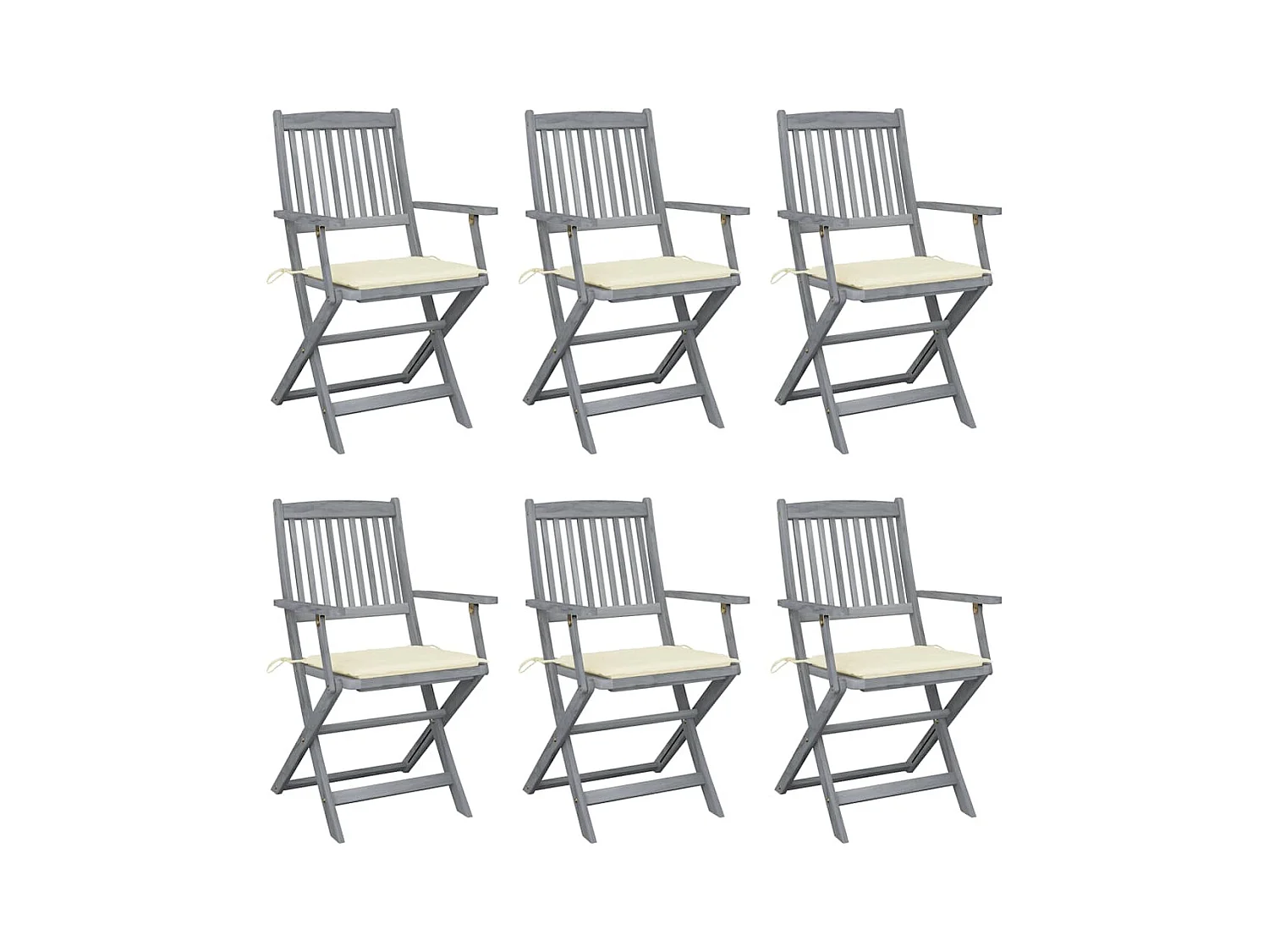 Chaises pliables d'extérieur lot de 6 et coussins Bois d'acacia