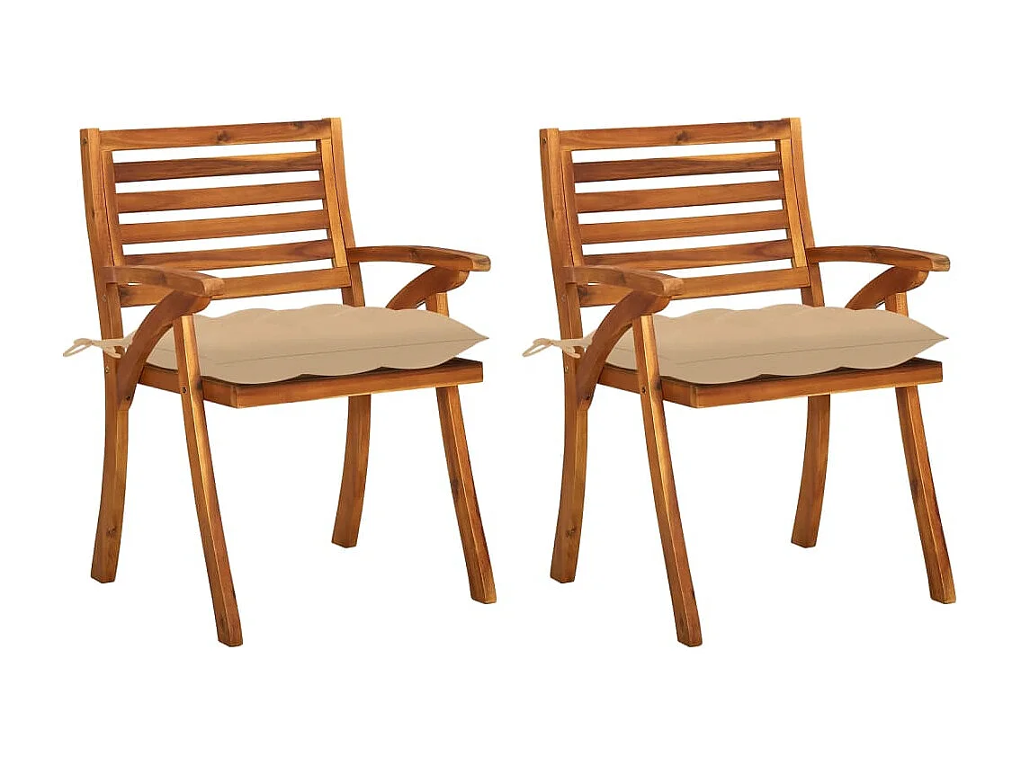 Sedie da Pranzo da Giardino con Cuscini 2 pz Massello di Acacia