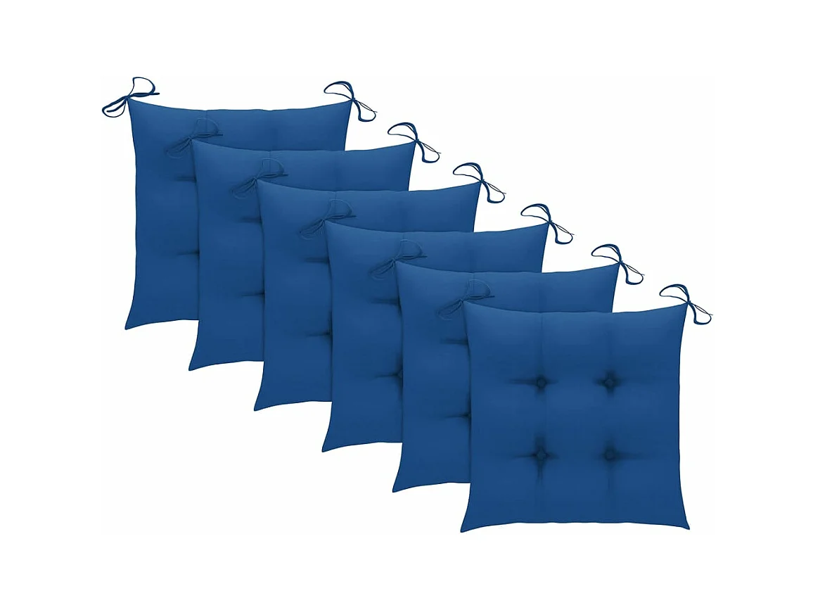 Chaises de jardin lot de 6 avec coussins Bois de teck massif