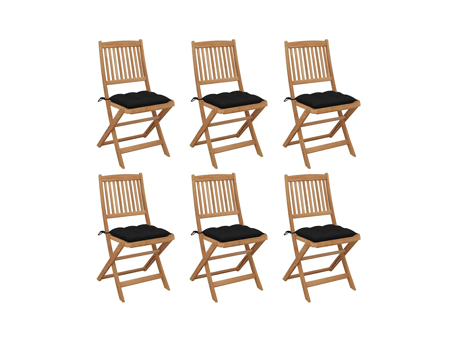 Tuinstoelen 6 st inklapbaar met kussens massief acaciahout
