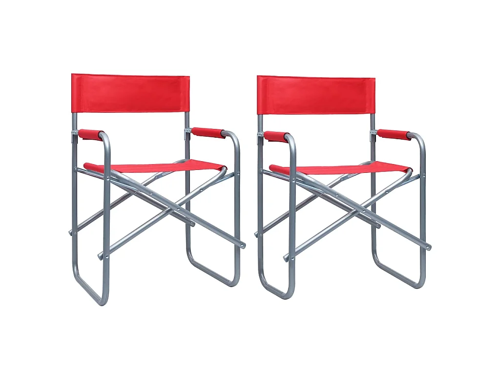 Regisseursstoelen 2 st staal rood