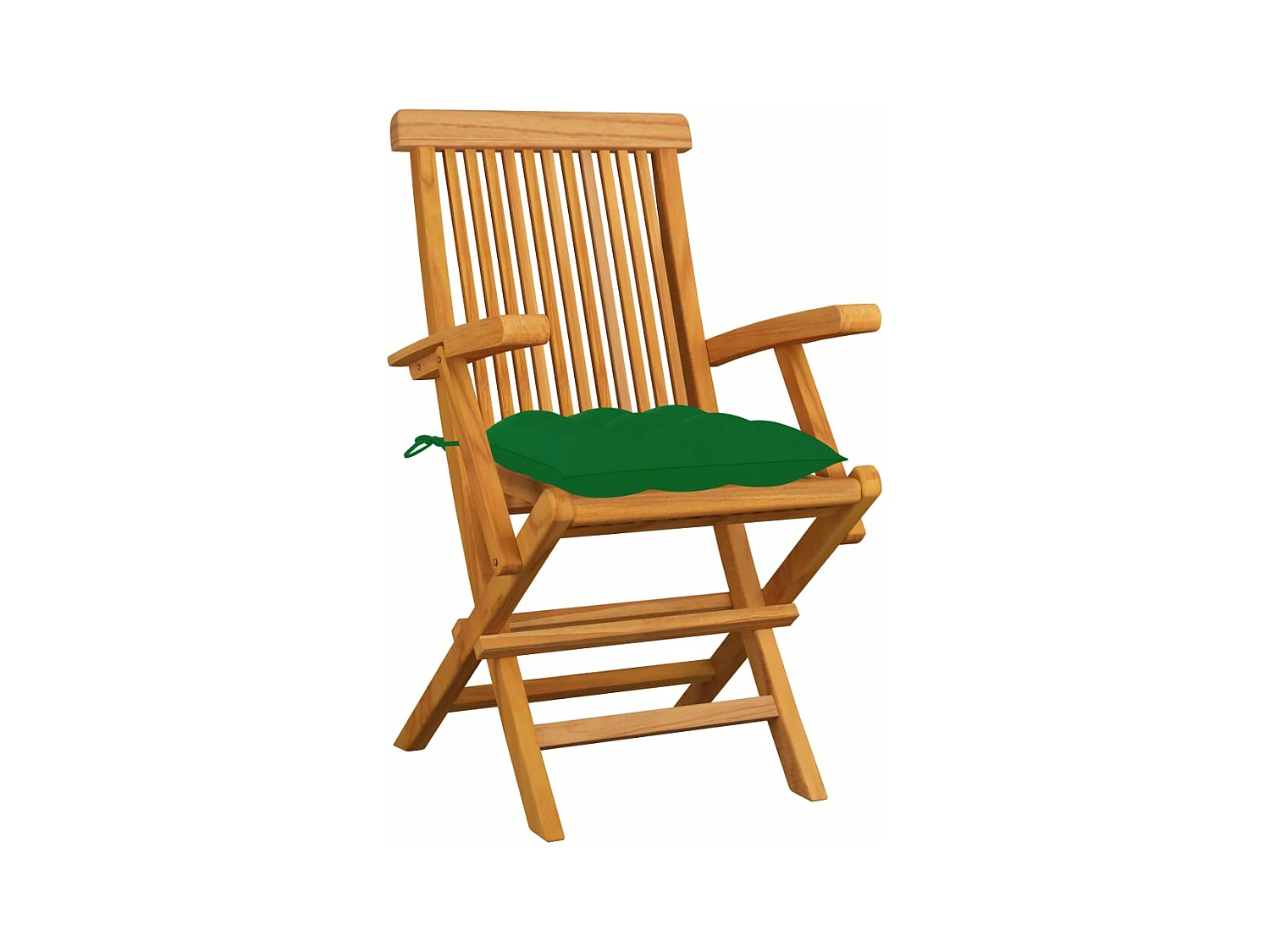 Gartenstühle mit Grünen Kissen 6 Stk. Massivholz Teak