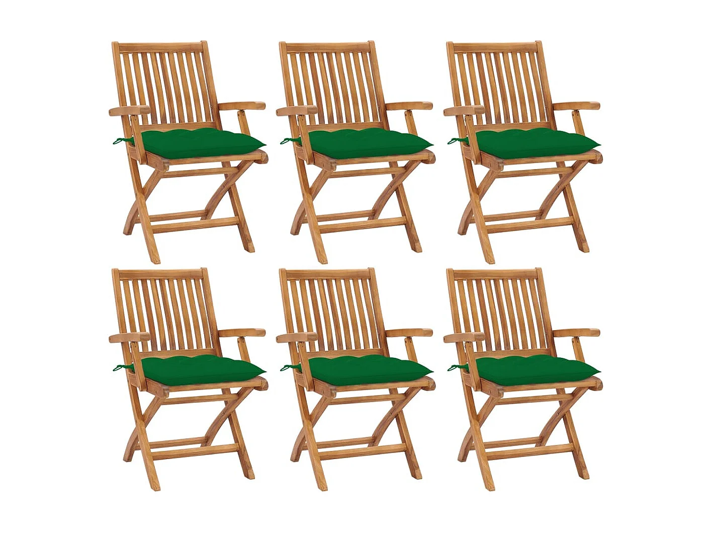 Chaises pliables de jardin avec coussins lot de 6 Bois de teck