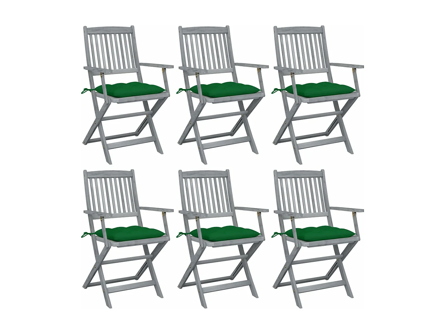 Chaises pliables d'extérieur lot de 6 et coussins Bois d'acacia