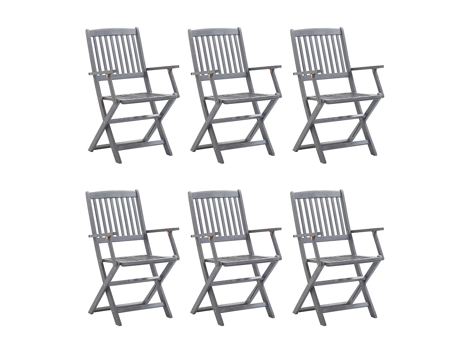 Chaises pliables d'extérieur lot de 6 et coussins Bois d'acacia