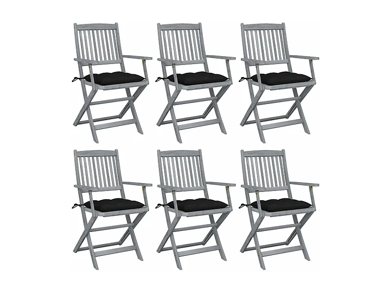 Sillas de jardín plegables 6 uds cojines madera maciza acacia