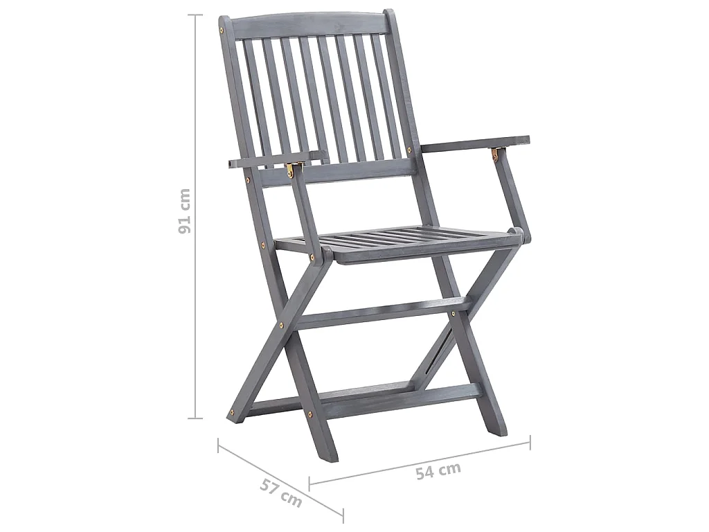 Chaises pliantes 6 pièces avec coussins en bois d'acacia massif