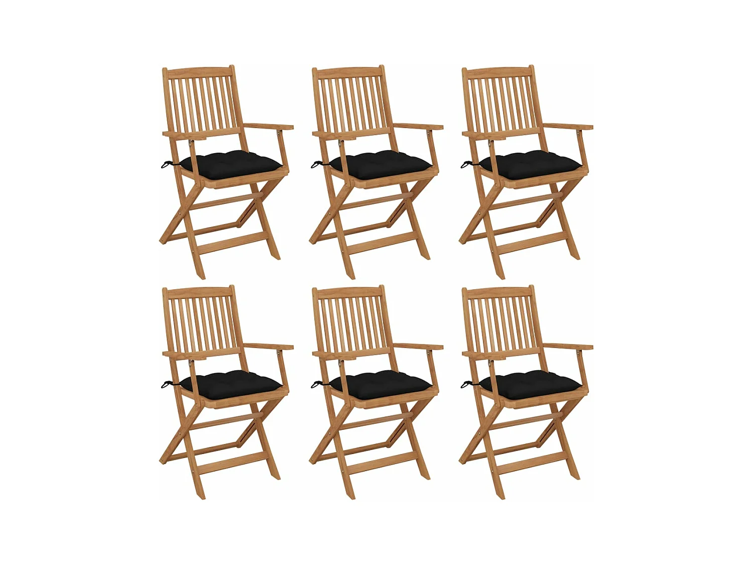 Tuinstoelen 6 st inklapbaar met kussens massief acaciahout