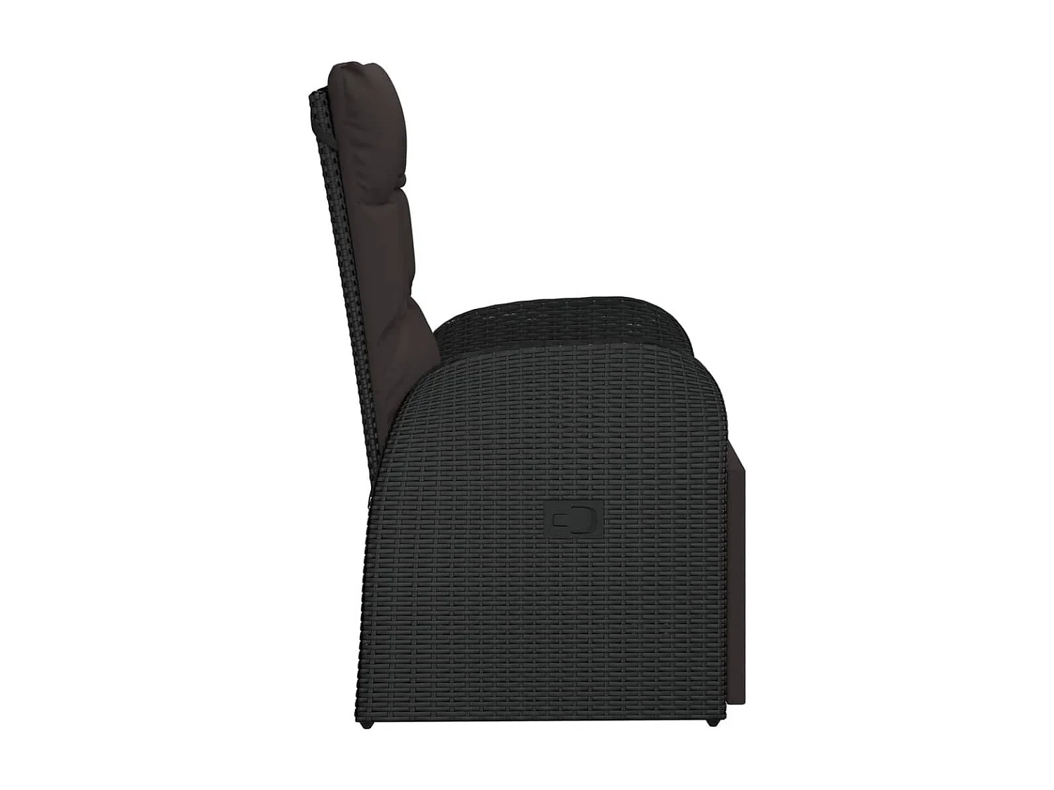Sillón reclinable de jardín con cojín ratán sintético negro