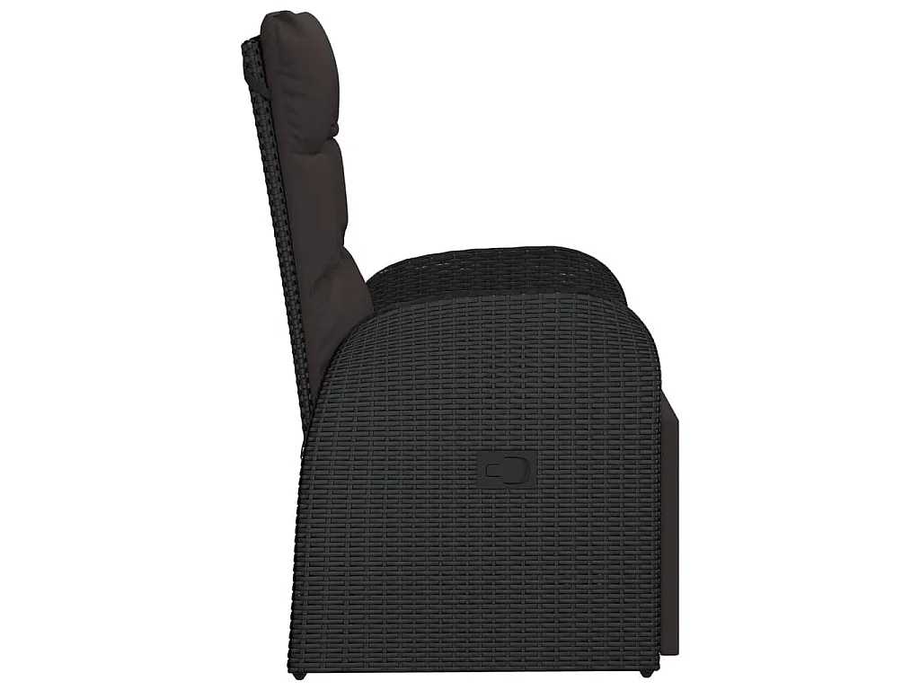 Sedia da Giardino Reclinabile con Cuscino in Polyrattan Nero