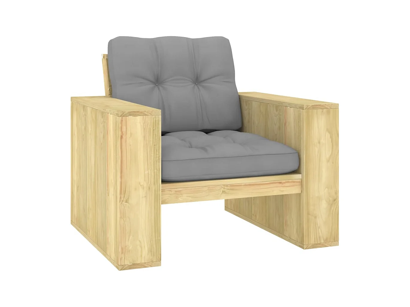 Chaise de jardin avec coussins gris Bois de pin imprégné