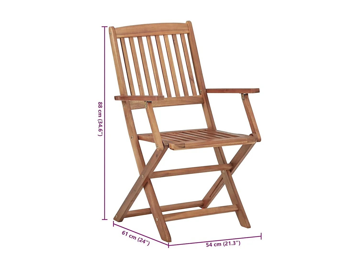 Chaises pliables de jardin lot de 4 avec coussins Bois d'acacia