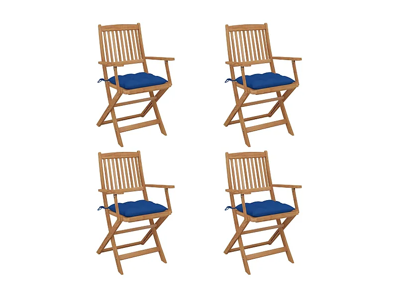 Chaises pliables de jardin lot de 4 avec coussins Bois d'acacia