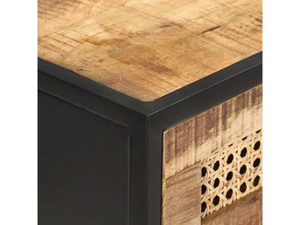 Konsolentisch 100x35x75 cm Raues Mangoholz und Rohrgeflecht