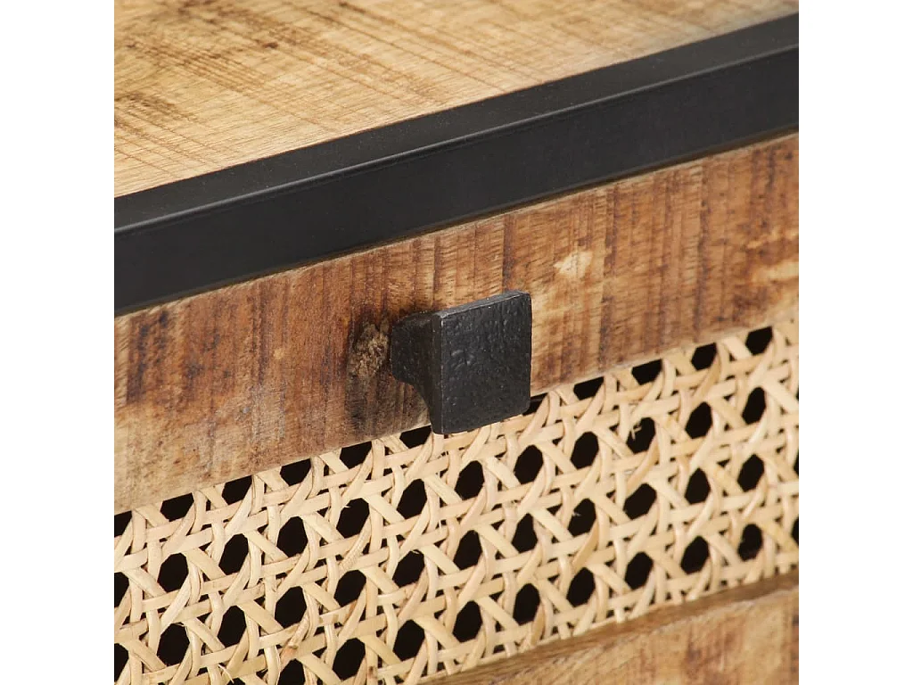 Konsolentisch 100x35x75 cm Raues Mangoholz und Rohrgeflecht