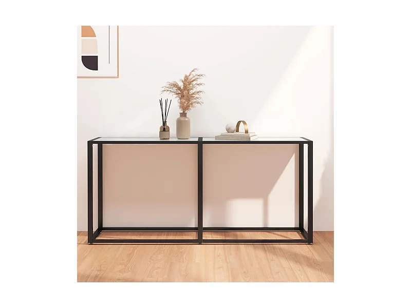 Konsolentisch Weiß Marmor-Optik 160x35x75,5 cm Hartglas