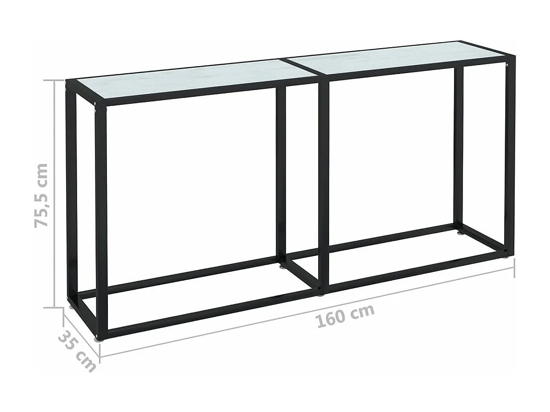 Konsolentisch Weiß Marmor-Optik 160x35x75,5 cm Hartglas