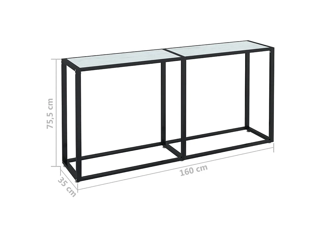 Konsolentisch Weiß Marmor-Optik 160x35x75,5 cm Hartglas