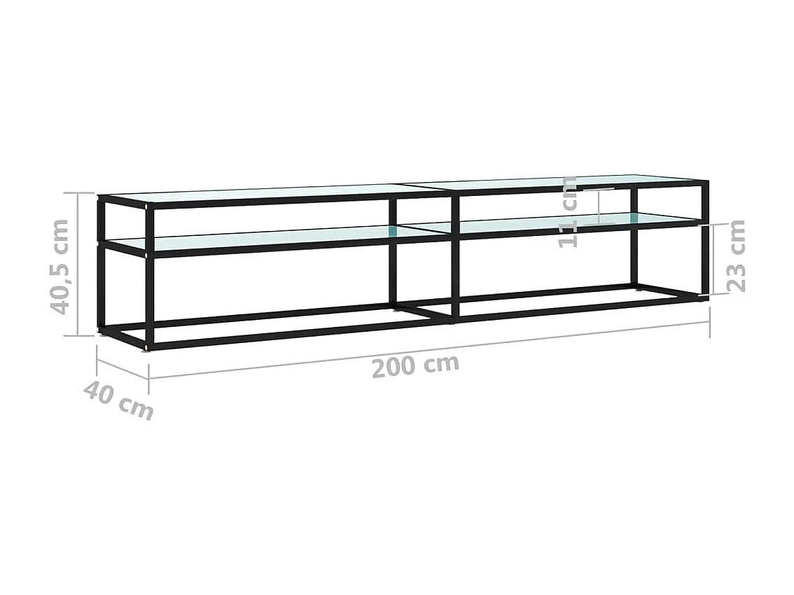 Meuble TV Marbre blanc 200x40x40,5 cm Verre trempé