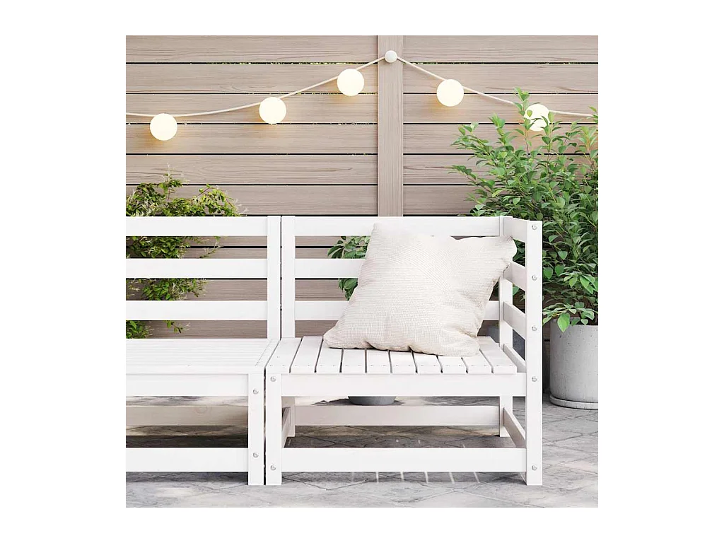 Canapé d'angle de jardin blanc bois de pin massif